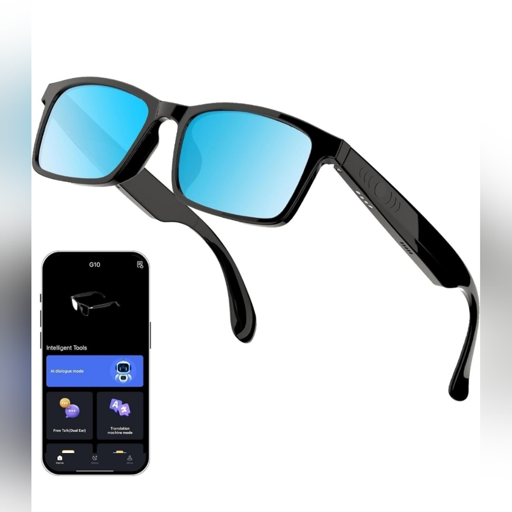 Smart Glasses with AI Translation, Bluetooth with Polarized Blue LENS